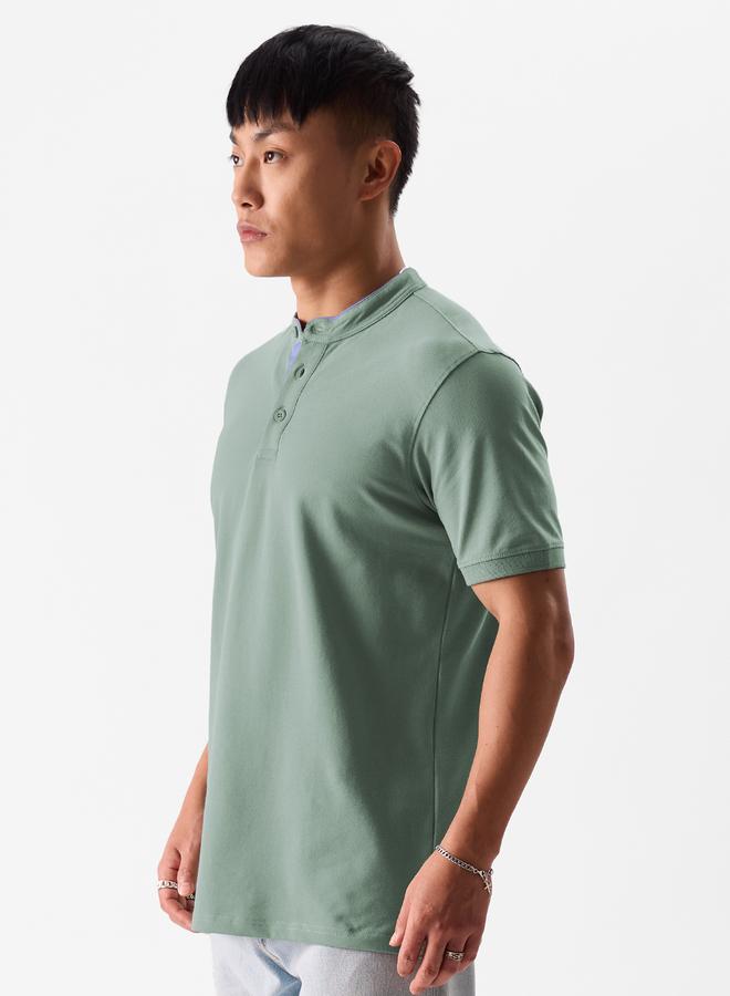 ذا سوليد ستور قميص بولو بياقة ماندارين - Image 3